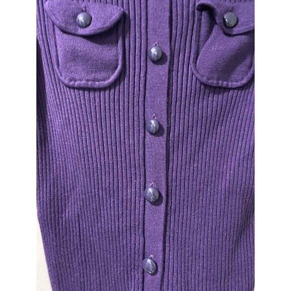Banana Republic Extra Fine Merino Purple Cardigan Sweater Size Medium - Picture 5 of 9